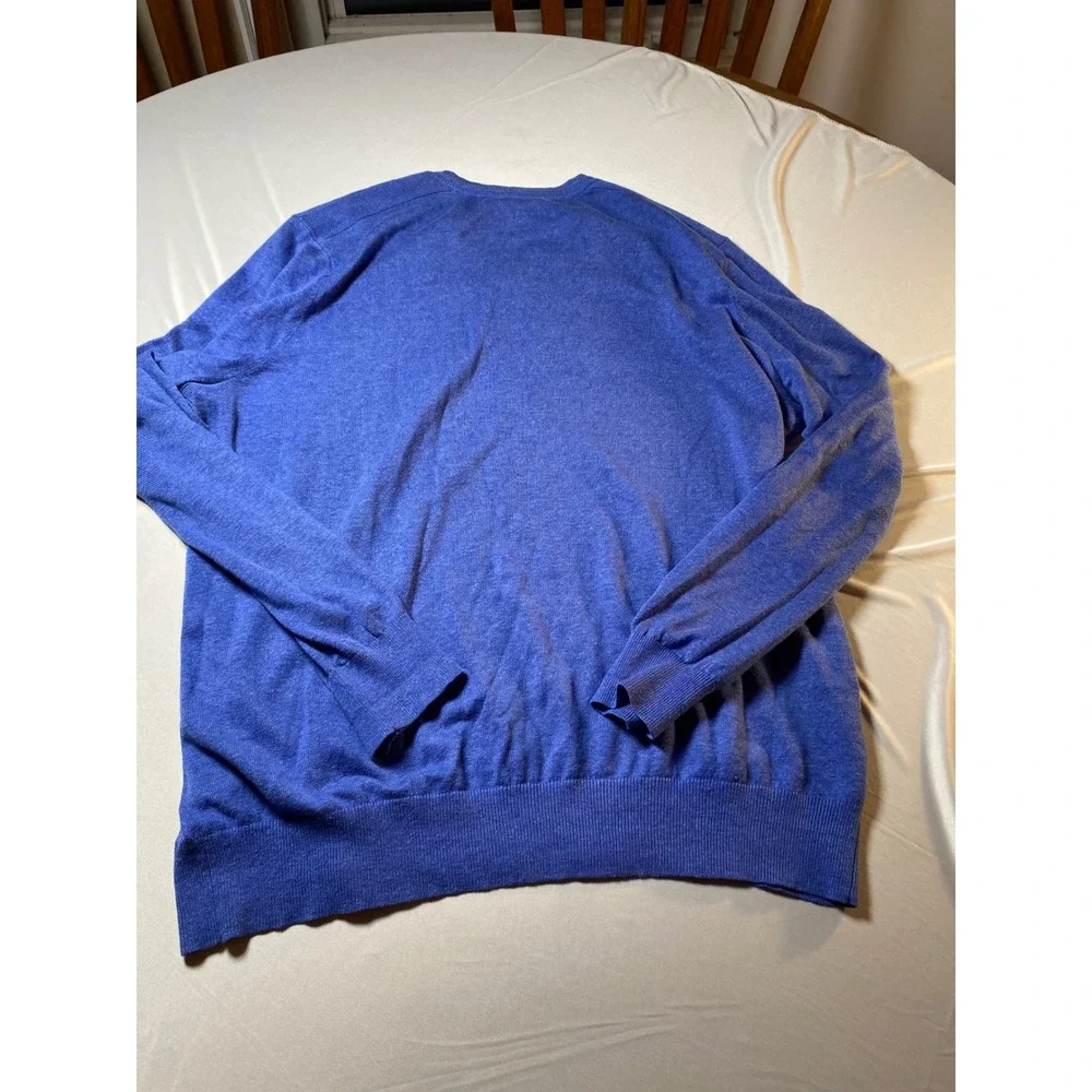Banana Republic Mens Silk Linen V-Neck Sweater Blue Large RN54023